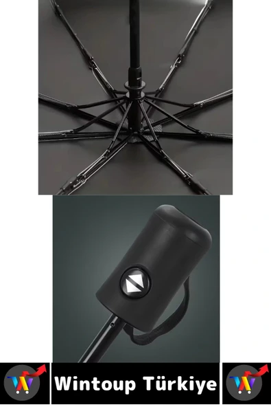 Kompakt Çanta Boy Seyahat Tipi Dayanıklı Otomatik Açma Kapama Güçlendirilmiş 8 Telli Kılıflı Şemsiye - 7
