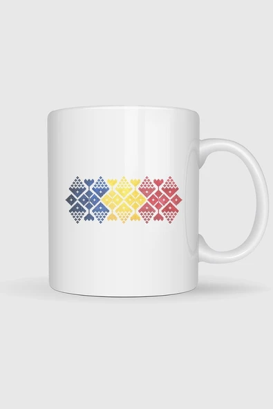 Romanian Flag Of Romania Folklore Pattern Tasarımlı Kupa Bardak ürün görseli