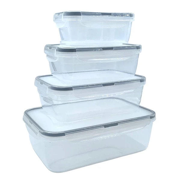4&apos;lü İç İçe Sızdırmaz Contalı Kilitli Kapaklı Plastik Erzak Saklama Kapları LC315 (5284) ürün görseli