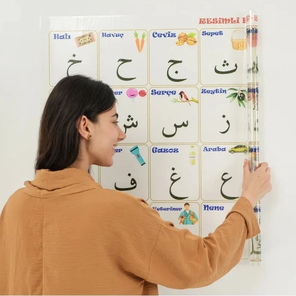 100x150 cm Statik Kağıt Elif-Ba Öğrenme Tahtası (5284) - Resim 9