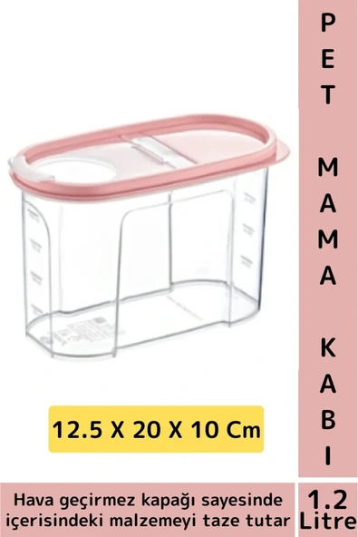 Dayanıklı Sert Plastik Hijyenik Tazelik Sağlayan Hava Geçirmez Kapak Kedi Köpek Mama Kabı 1.2 Litre ürün görseli