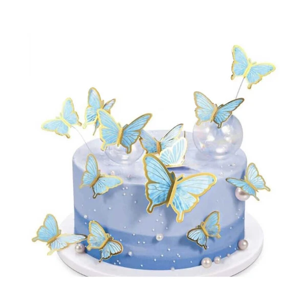 Varaklı Kelebek Dekoratif Süs (63 Adet)  Beyaz - Resim 3