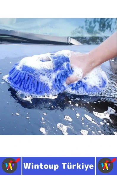 Ergonomik Oto İç Dış Bakım Temizlik Çizilme Önleyici Özel Püsküllü Premium Araba Yıkama Eldiveni - Resim 6