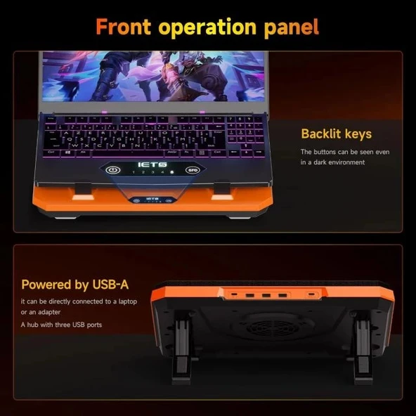 IETS GT300 Çift Üflemeli Laptop Soğutucusu - 35.5-43 cm - Resim 6