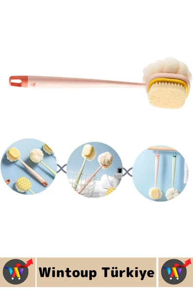 Ergonomik Tutuş Hassas Derin Temizlik Çift Taraflı Asılabilir Saplı Banyo Duş Fırçası 35 X 6.5 Cm - 4