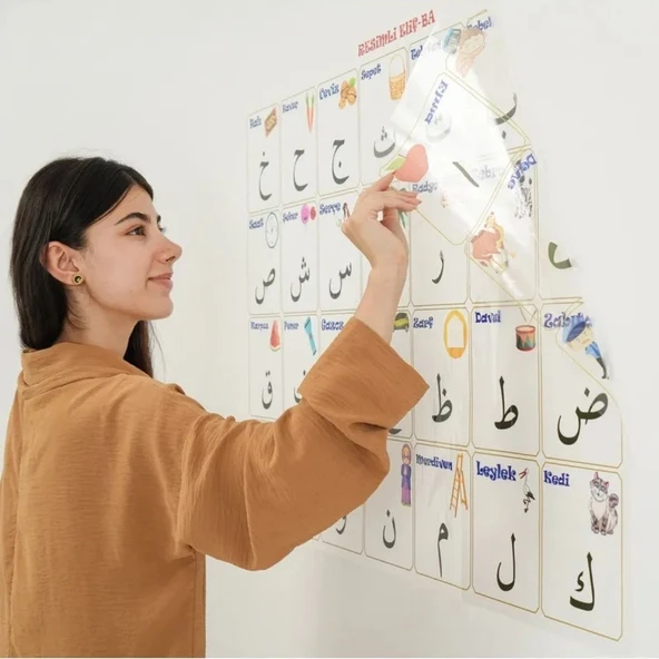 100x150 cm Statik Kağıt Elif-Ba Öğrenme Tahtası (5284) - Resim 7