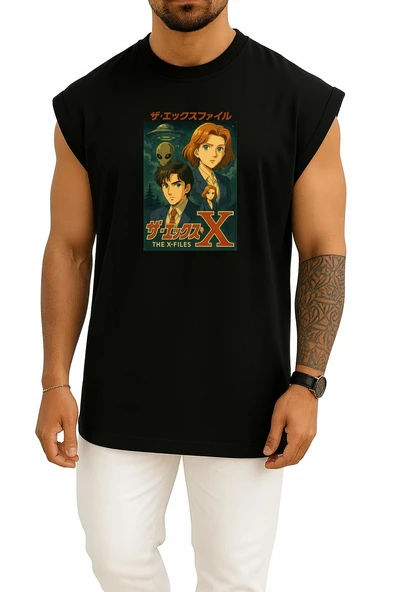 Oversize Mulder And Scully, Nostalgic İntrigue Göğüs Tasarımlı Atlet - Resim 11