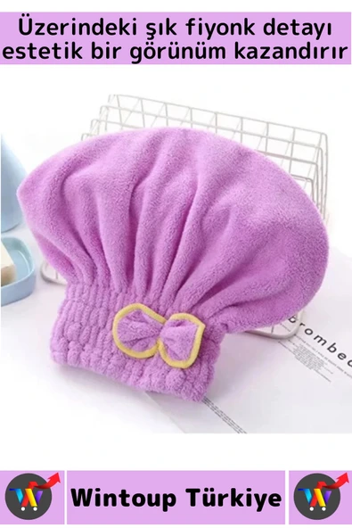 Her Baş Ölçüsüne Uyumlu Esnek Yüksek Hızlı Emici Banyo Havuz Duş Mikrofiber Havlu Saç Kurutma Bonesi - Resim 4