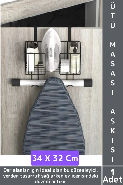 Montaj Gerektirmez Dayanıklı Yer Tasarruflu Kapı Arkası Pratik Kullanım Ütü Masası Asma Aparatı ürün görseli