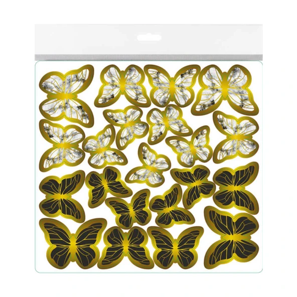 Varaklı Kelebek Dekoratif Süs (63 Adet)  Siyah ürün görseli