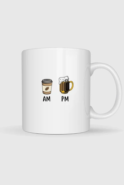 Sabah Kahve Akşam Beer Tasarımlı Kupa Bardak ürün görseli