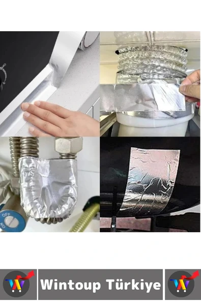 Kendinden Yapışkanlı Mutfak Banyo Kolay Temizlik Su Sızdırmaz Yanmaz Alüminyum Bant 5 MtrX3 Cm 5 Adt - Resim 3