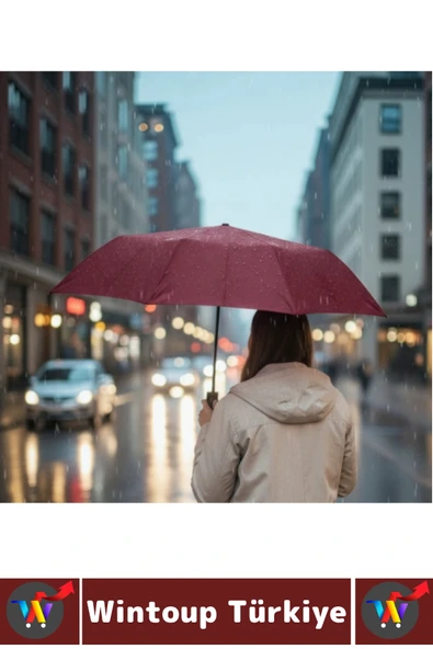 Kompakt Çanta Boy Seyahat Tipi Dayanıklı Otomatik Açma Kapama Güçlendirilmiş 8 Telli Kılıflı Şemsiye - 3