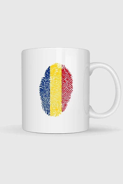 Romania, Flag, Fingerprint Tasarımlı Kupa Bardak ürün görseli