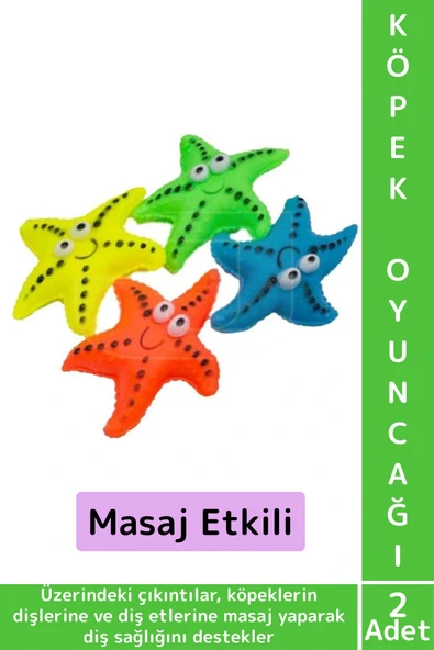 Evcil Hayvan Köpek Diş Temizliği Kaşıma Masaj İlgi Çekici Denizyıldızı Figür Çiğneme Oyuncağı 2 Adet ürün görseli