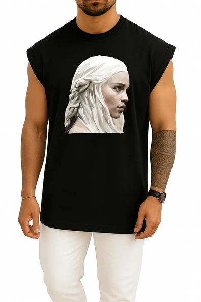 Oversize Game Of Thrones Daenerys Targaryen Sansa Stark Göğüs Tasarımlı Atlet - Resim 9