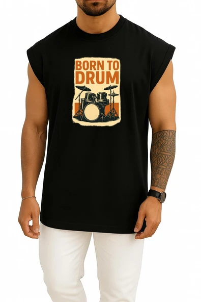 Oversize Bateri Davul İçin Doğmak Göğüs Tasarımlı Atlet - Resim 9