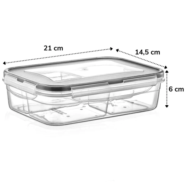 4 Bölmeli Sızdırmaz Contalı Kilitli Kapaklı 1 Litre Erzak Saklama Kabı -LC520 (5284) - Resim 3