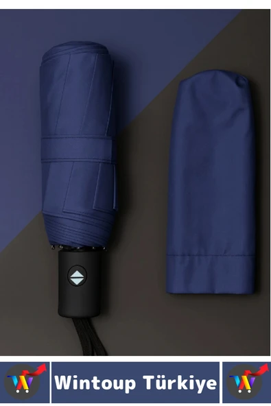 Kompakt Çanta Boy Seyahat Tipi Dayanıklı Otomatik Açma Kapama Güçlendirilmiş 8 Telli Kılıflı Şemsiye - 2