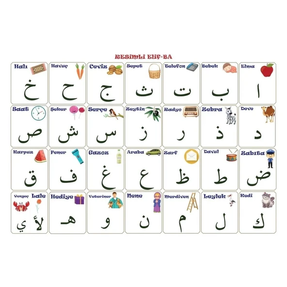 100x150 cm Statik Kağıt Elif-Ba Öğrenme Tahtası (5284) - Resim 8