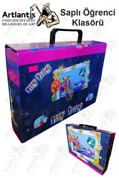 Saplı Klasör 1 Adet Kolplu Klasör Öğrenci Klasörü 32x24x7 cm Saplı Çanta Saplı Dosya Okul Sınıf - 4