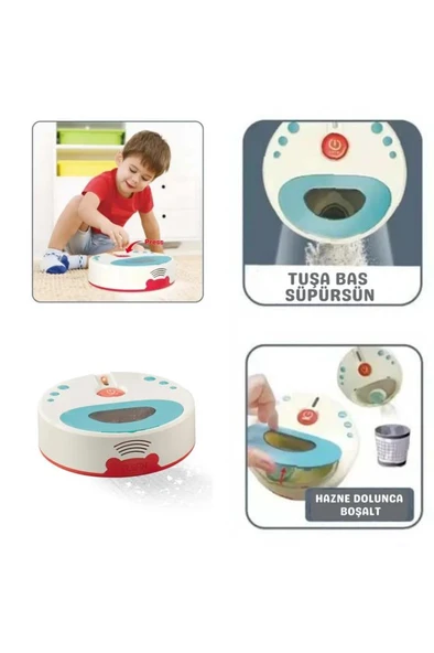 Oyuncak Pilli Işıklı Robot Süpürge - Resim 5