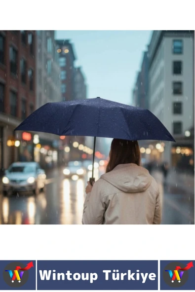 Kompakt Çanta Boy Seyahat Tipi Dayanıklı Otomatik Açma Kapama Güçlendirilmiş 8 Telli Kılıflı Şemsiye - 3