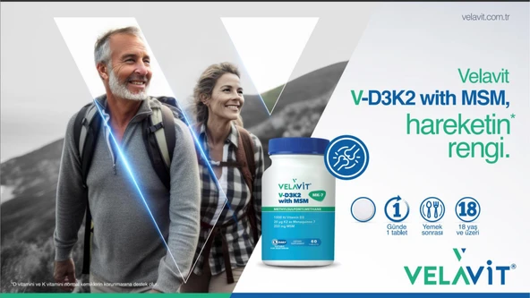 Velavit V-D3K2 with MSM 60 Tablet - Resim 2