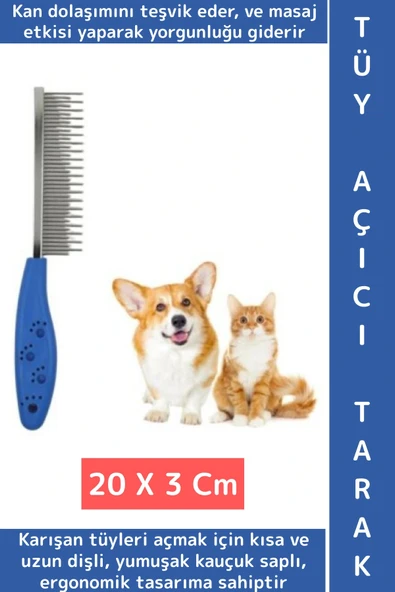 Ergonomik Tutuş Dayanıklı Evcil Hayvan Tüy Bakım Temizlik Masaj Etkili Kedi Köpek Tüy Açıcı Tarak ürün görseli