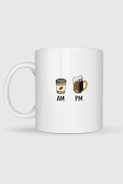 Sabah Kahve Akşam Beer Tasarımlı Kupa Bardak - Resim 2