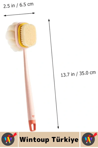 Ergonomik Tutuş Hassas Derin Temizlik Çift Taraflı Asılabilir Saplı Banyo Duş Fırçası 35 X 6.5 Cm - 6