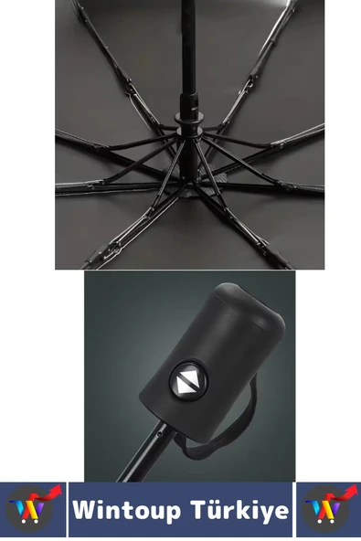 Kompakt Çanta Boy Seyahat Tipi Dayanıklı Otomatik Açma Kapama Güçlendirilmiş 8 Telli Kılıflı Şemsiye - 7