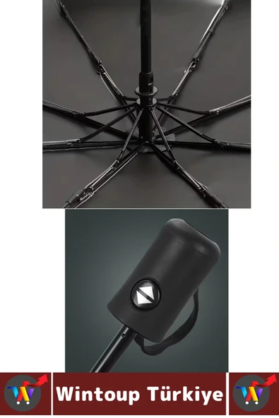 Kompakt Çanta Boy Seyahat Tipi Dayanıklı Otomatik Açma Kapama Güçlendirilmiş 8 Telli Kılıflı Şemsiye - 7