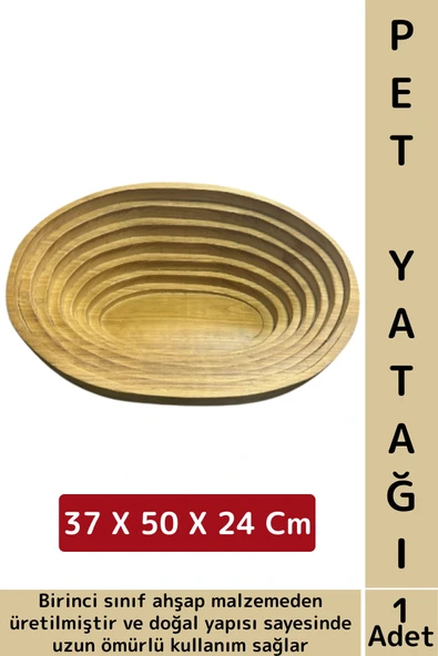 Evcil Hayvan Konforlu Kolay Temizlenir Çok Şık Oval Doğal Ahşap Kedi Köpek Yatağı 37 X 50 X 24 Cm ürün görseli