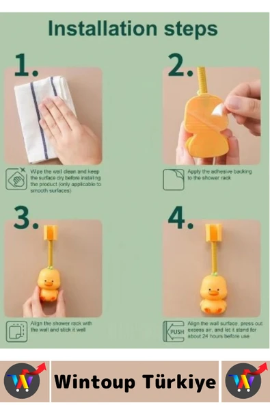 Kendinden Yapışkanlı Sünger Lif Aksesuar Düzenleyici Pratik Sevimli Hayvan Figürü Duş Başlığı Tutucu - Resim 3