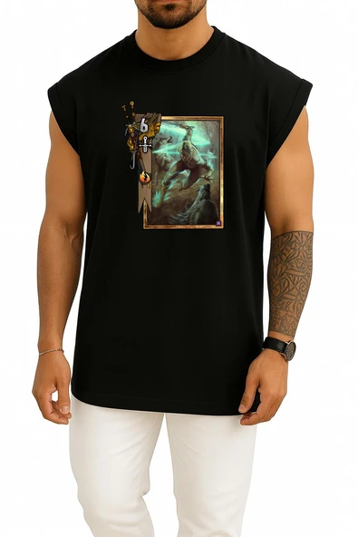 Oversize Gwent The Witcher Card Game The Witcher Göğüs Tasarımlı Atlet - Resim 11