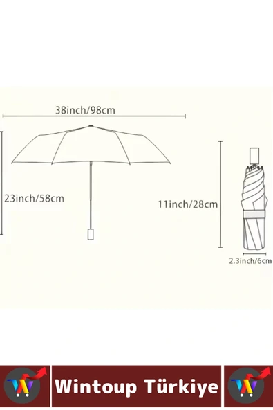 Kompakt Çanta Boy Seyahat Tipi Dayanıklı Otomatik Açma Kapama Güçlendirilmiş 8 Telli Kılıflı Şemsiye - 8