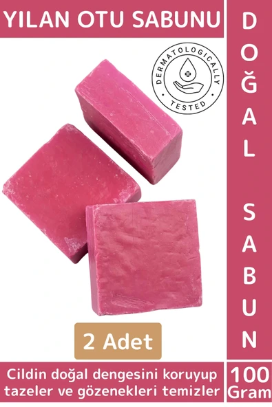 Doğal Saf Saç Cilt Vücut Cilt Dengesi Koruyan Tazeleyen Gözenek Temizleyen Yılan Otu Sabunu 2 Adet ürün görseli