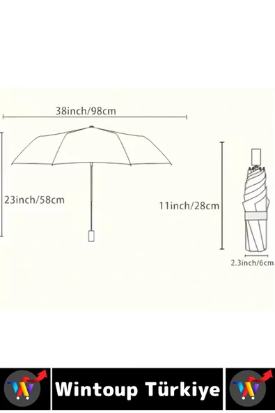 Kompakt Çanta Boy Seyahat Tipi Dayanıklı Otomatik Açma Kapama Güçlendirilmiş 8 Telli Kılıflı Şemsiye - 8