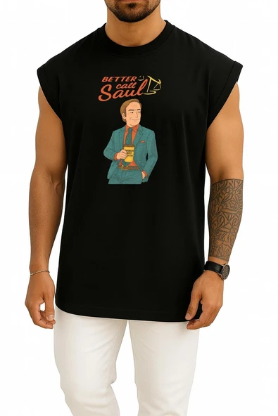 Oversize Better Call Saul - Saul Goodman Ghibli Göğüs Tasarımlı Atlet - Resim 9