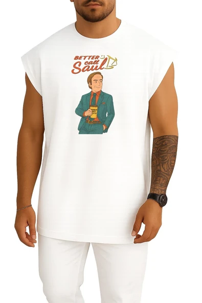 Oversize Better Call Saul - Saul Goodman Ghibli Göğüs Tasarımlı Atlet ürün görseli