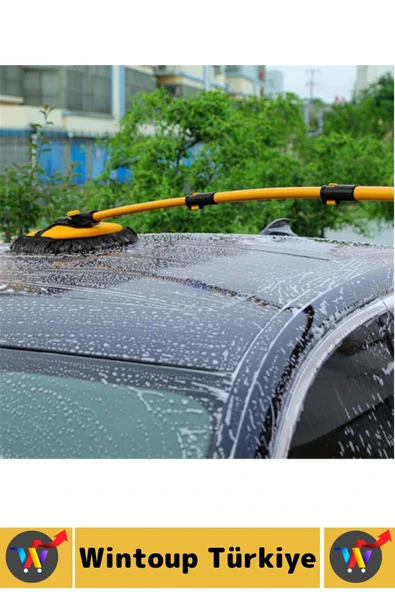 Esnek Başlıklı Islak Kuru Kullanım 50 Cm-102 Cm Ayarlanabilir Teleskopik Saplı Oto Yıkama Fırçası - Resim 6