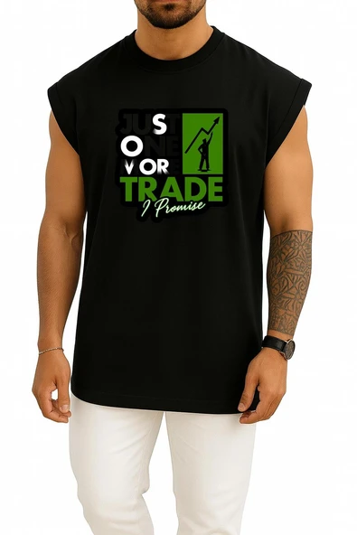 Oversize Investor Stock Market Trader Sticker Göğüs Tasarımlı Atlet - Resim 11