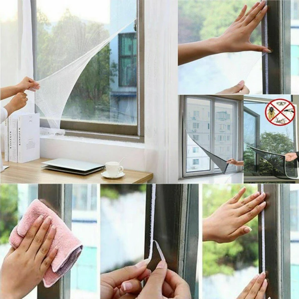 Tüm Cam Pencere Kapılara Uyumlu Çift Kanat Pencere Sinekliği (5284) - Resim 3