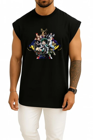 Oversize My Hero Academia Anime Göğüs Tasarımlı Atlet - Resim 11