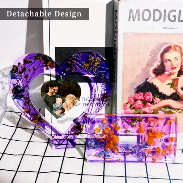 Epoksi Sevgililer Günü Fotoğraf Çerçevesi Kalp Dekoratif Resimlik Kalıbı - Resim 6