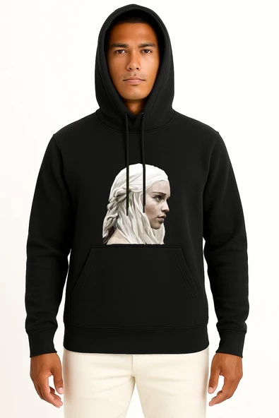 Kapüşonlu Game Of Thrones Daenerys Targaryen Sansa Stark Göğüs Tasarımlı Unisex Sweatshirt - Resim 11