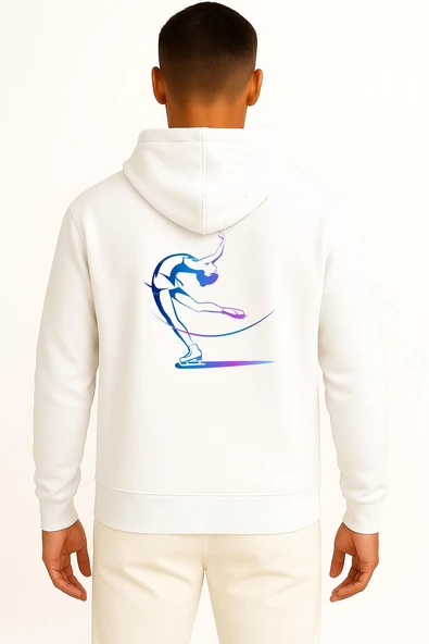 Kapüşonlu Ice Skating Figure Skating Club Sport Cep ve Sırt Tasarımlı Unisex Sweatshirt - Resim 11