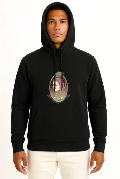 Kapüşonlu Arya Stark Game Of Thrones Göğüs Tasarımlı Unisex Sweatshirt - Resim 9