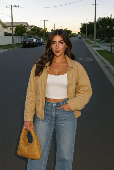 Kadın %100 Pamuk Wide Leg Paçası Kesik Jean Pantolon ürün görseli 1